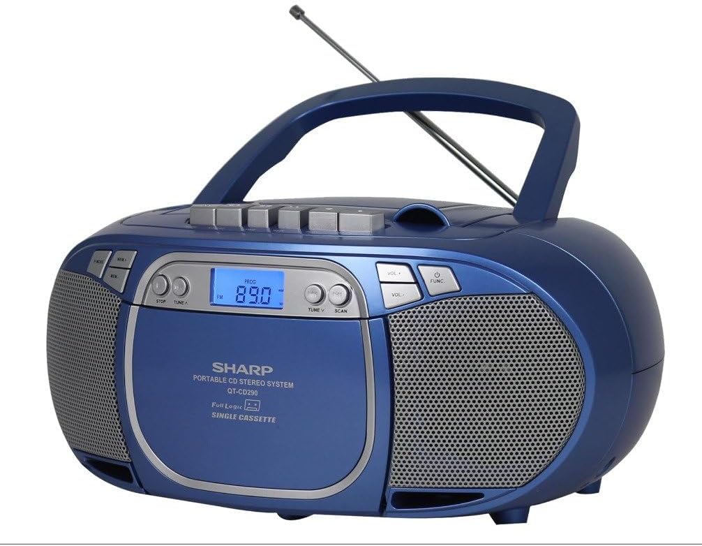 Sharp QT-CD290(BL) Portable Boombox - CD, MP3, Cassette, AM/FM Radio