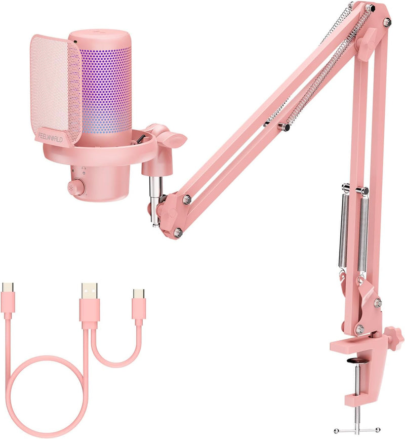 FEELWORLD VM1-AS-P-OF-EU Pink Gaming USB Microphone — main product image