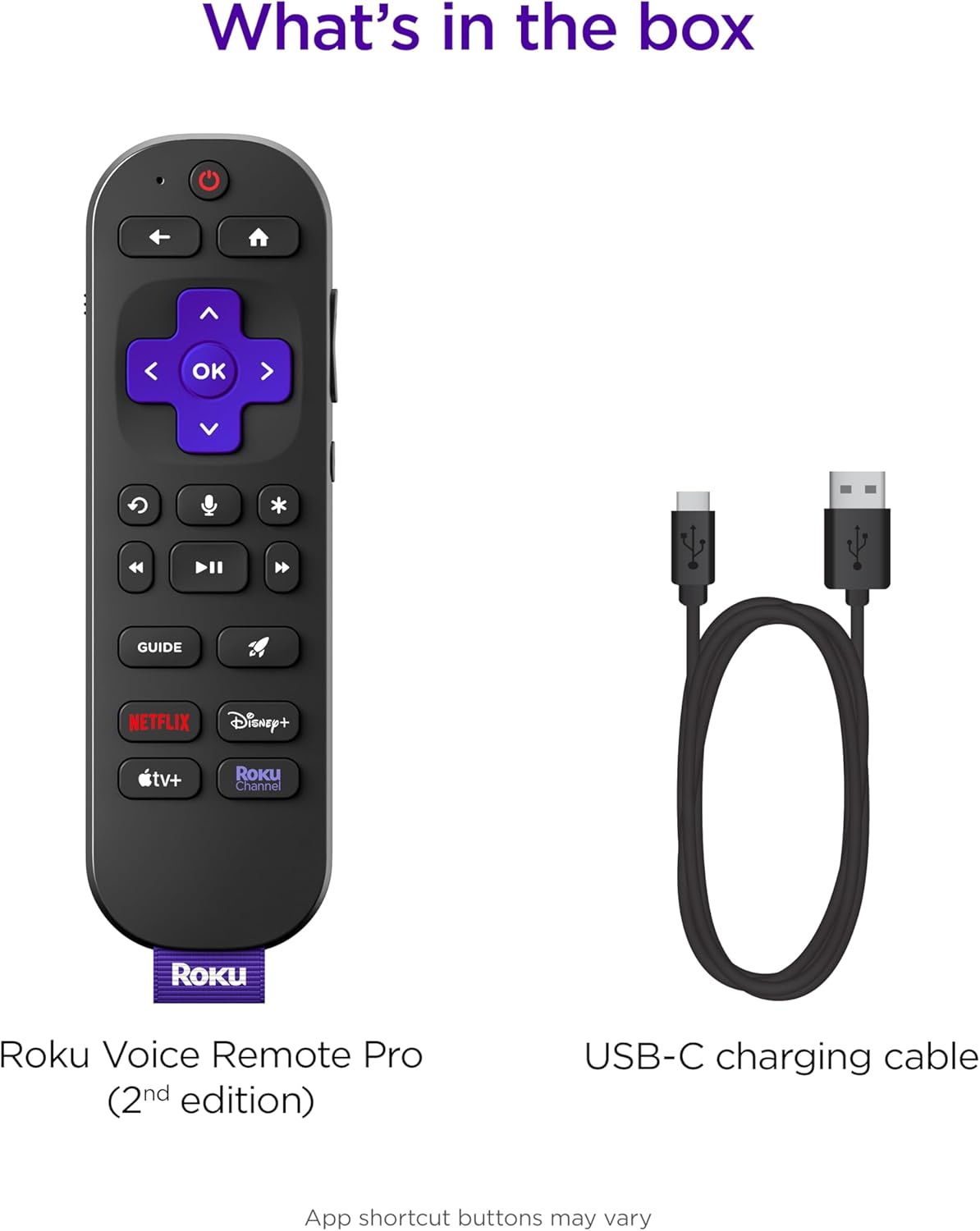 Roku RCB1R Voice Remote Pro (2nd Ed.) Rechargeable