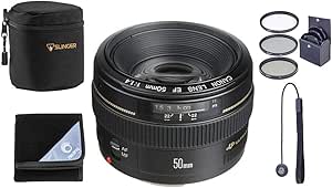 Canon 50mm F/1.4 USM Standard Lens with Accessory Bundle