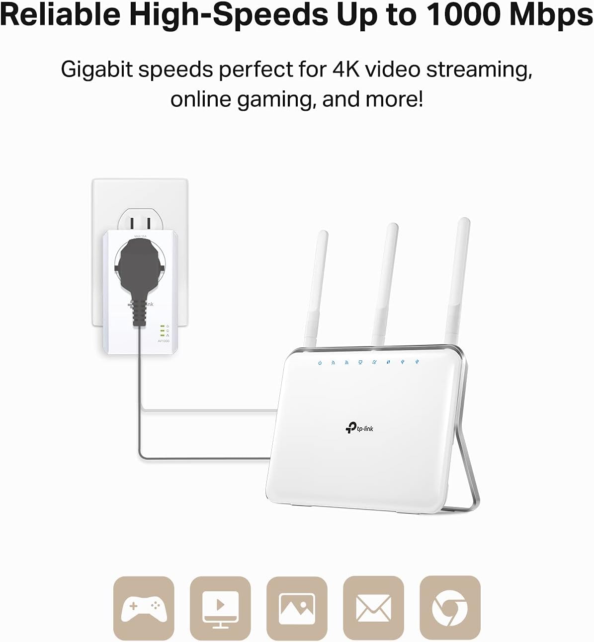 TP-Link AV1000 Powerline Ethernet Adapter Kit (Renewed)