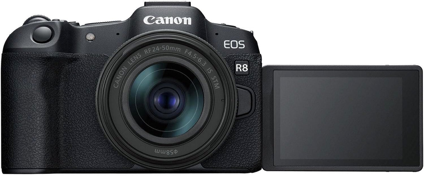 Canon R8 Mirrorless Camera 24-50mm + 75-300mm Lens Bundle (Renewed)