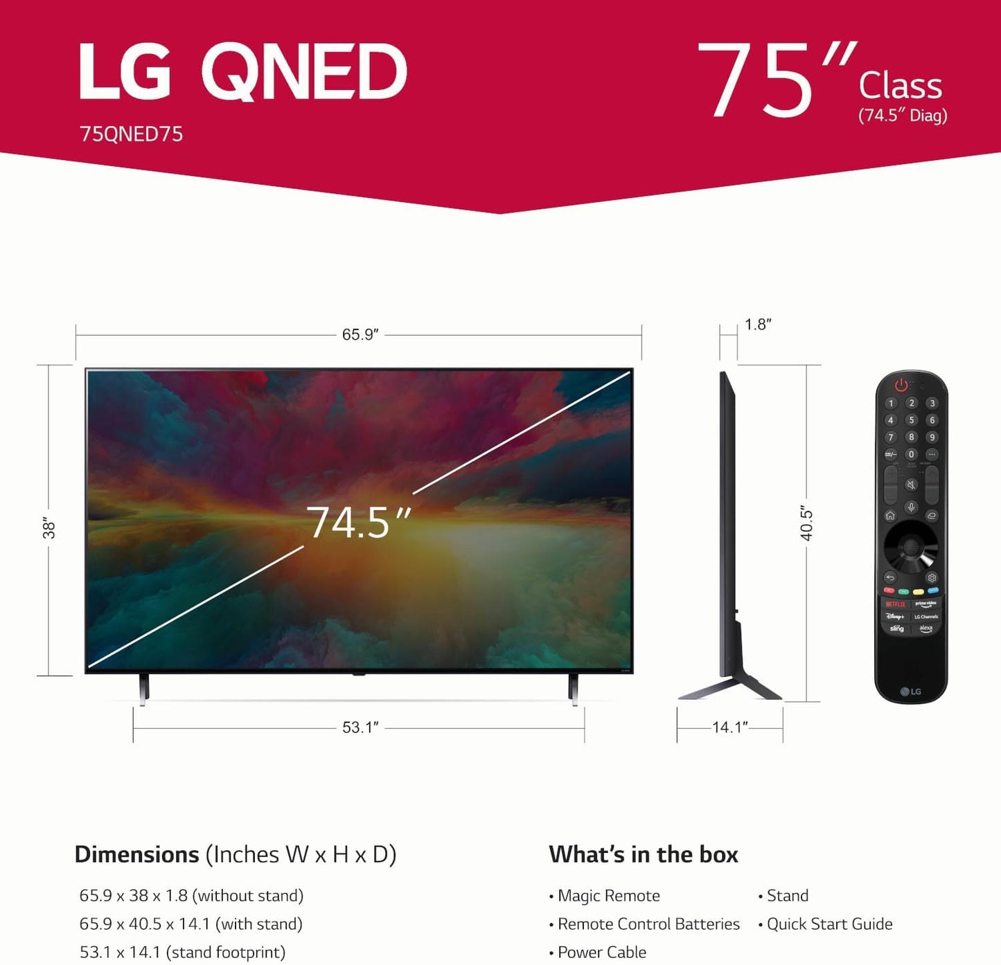 LG 75QNED75URA 75" QNED LED 4K Smart TV