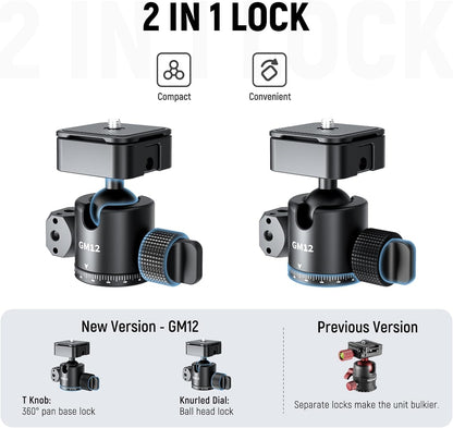 Neewer GM12 Ball Head - Arca Slot, 360° Pan, 13.2lb Load