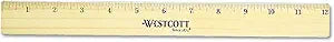 Westcott Flat Wood Ruler 05221 12-Inch Brass Edge