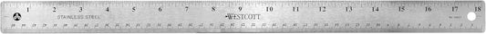 Westcott 10417 18" Stainless Steel Metal Ruler