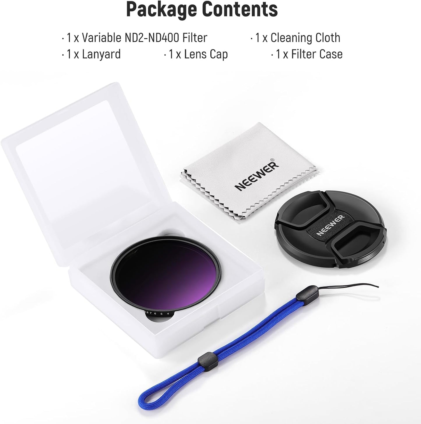 Neewer 10104785 77mm ND2-400 Variable Filter Kit