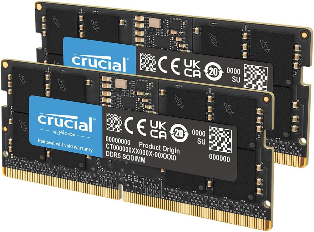 Crucial SODIMM Non-ECC 32GB (2x16GB) DDR5 4800MHz Laptop Memory