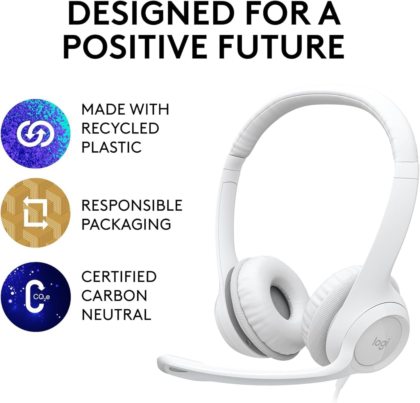 Logitech H390 USB Computer Headset 2-Pack White