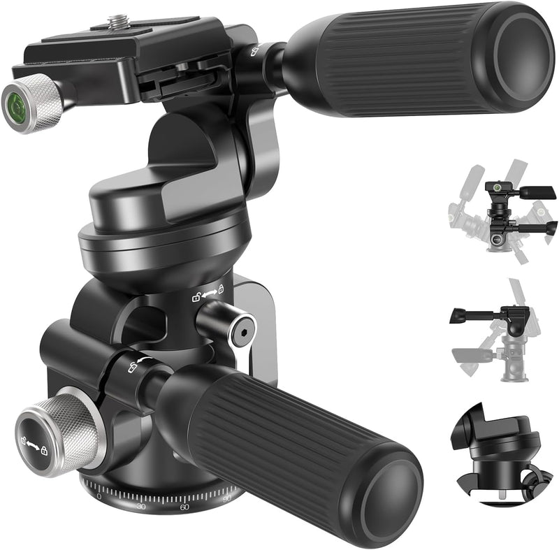 Neewer GM37 3-Way Tripod Head with Leveling Base — main product image