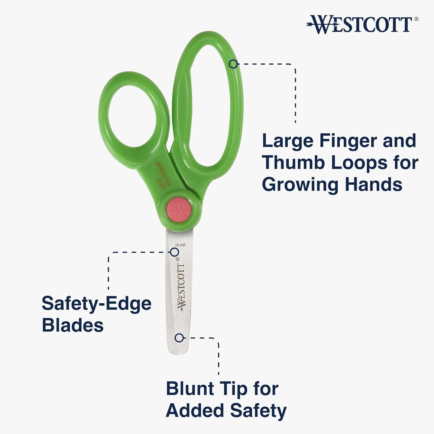 Westcott 14756 Kids' Safety Scissors and Caddy - 24 Pack