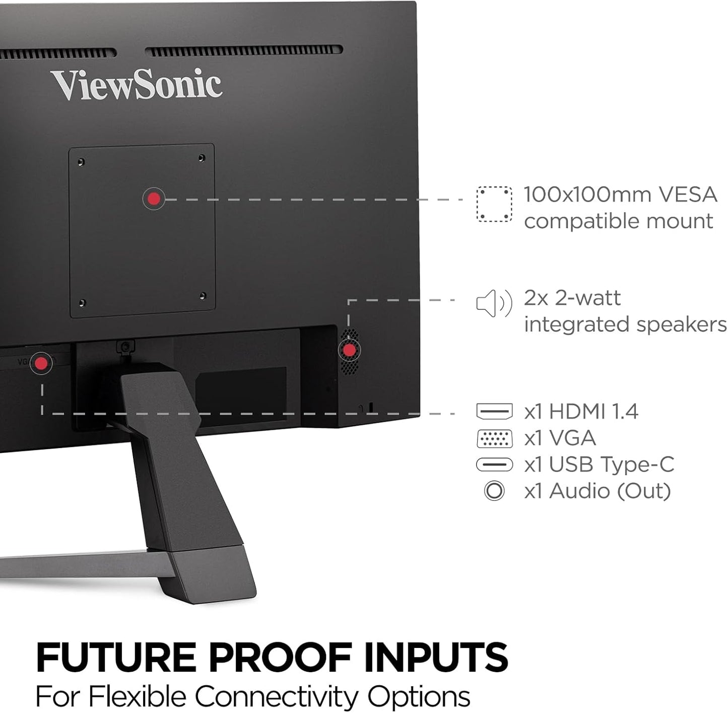 ViewSonic VX2467U 24" 1080p USB-C Monitor - Ultra-Thin Bezel