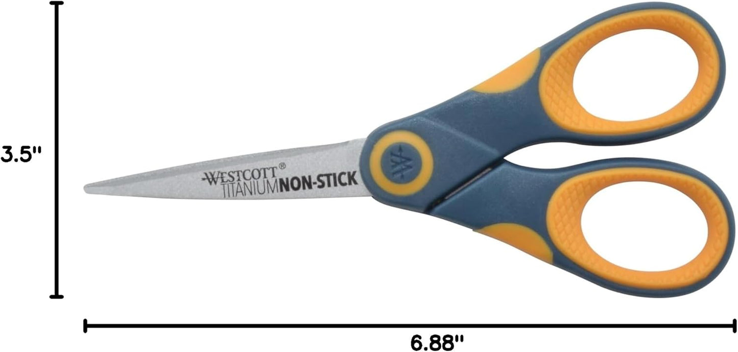 Westcott 14881 5-Inch Non-Stick Titanium Scissors Yellow/Gray
