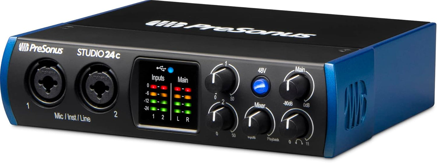 PreSonus Studio 24c 2x2 USB Audio Interface Recording Bundle