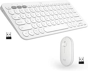 Logitech K380+Pebble M350 Wireless Keyboard Mouse Combo - White — main product image
