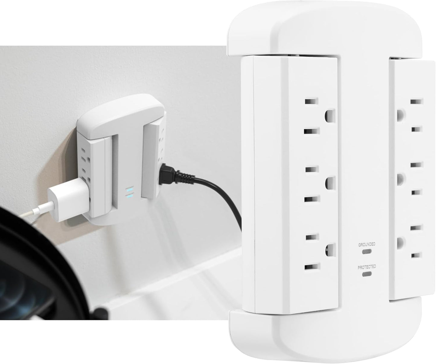 GE 81781 6-Outlet Swivel Surge Protector Wall Tap - 980 Joules