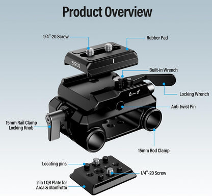 Sirui AM-QA-LR 15mm Rail System with QR Plate
