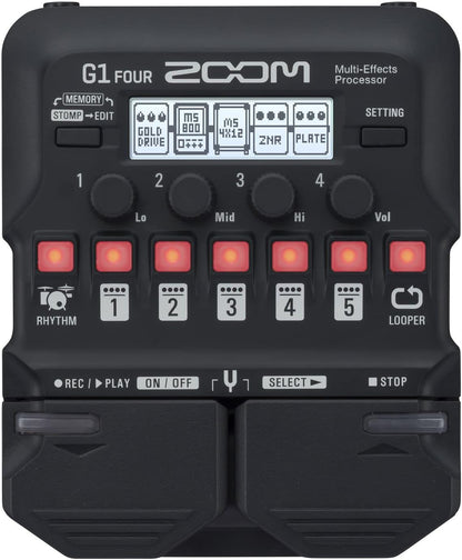 Zoom AUS-G1-FOUR-COMBO-DLX Guitar Multi-Effects Pedal Bundle