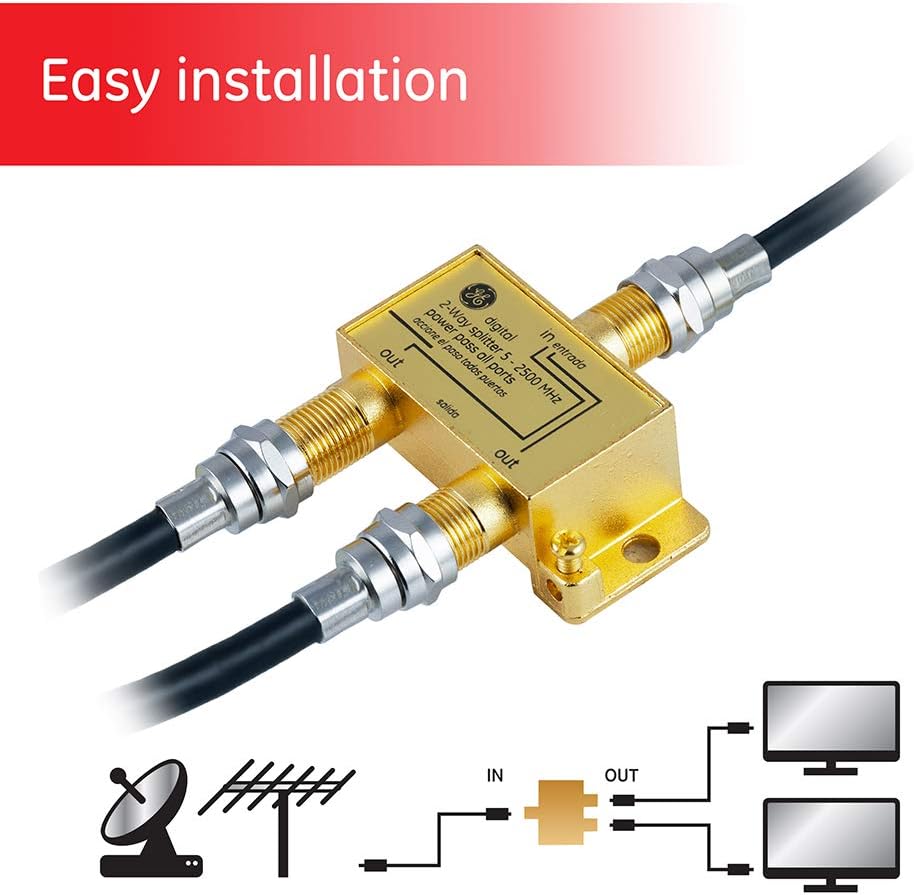GE 55288 Digital 2-Way Coaxial Cable Splitter 4-Pack