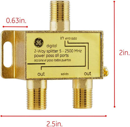 GE 55288 Digital 2-Way Coaxial Cable Splitter 4-Pack