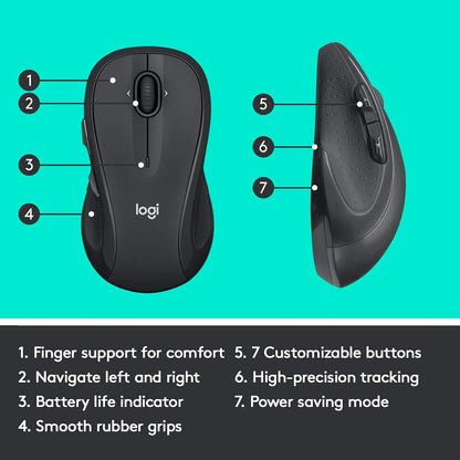 Logitech M510 Renewed Wireless Graphite Computer Mouse