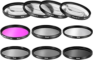 Neewer 10059010 52mm Filter Kit UV CPL FLD ND Close Up — main product image