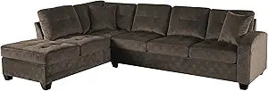 Lexicon 194840130796 L-Shape Sectional Sofa with Chaise Chocolate
