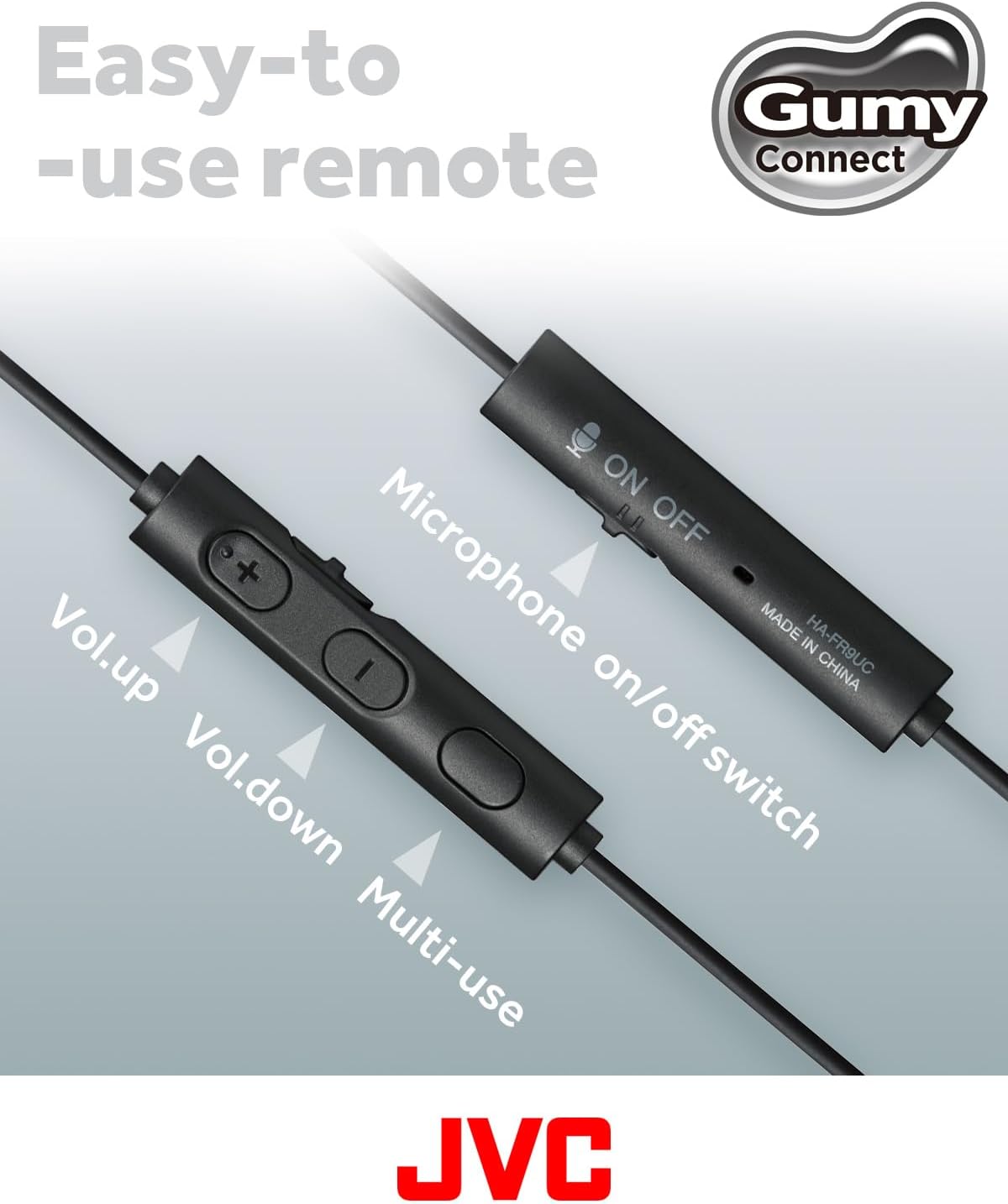 JVC HA-FR9UC-B Gumy Connect USB-C Earphones Microphone