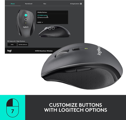 Logitech 910-006033 M705 Marathon Wireless Mouse Black