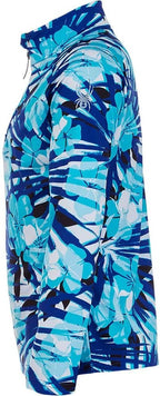 Spyder Surface Zip T-Neck Girl's Top Bahama Blue