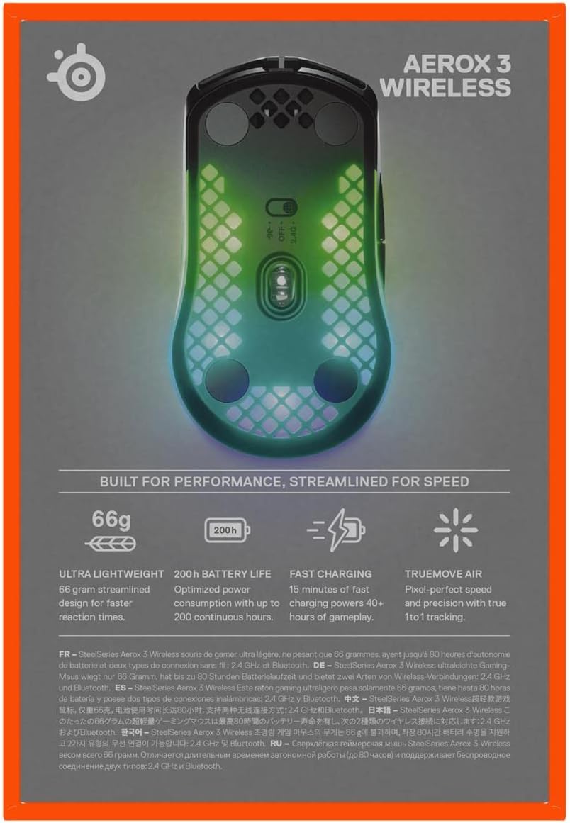 SteelSeries Aerox 3 Wireless Lightweight Gaming Mouse