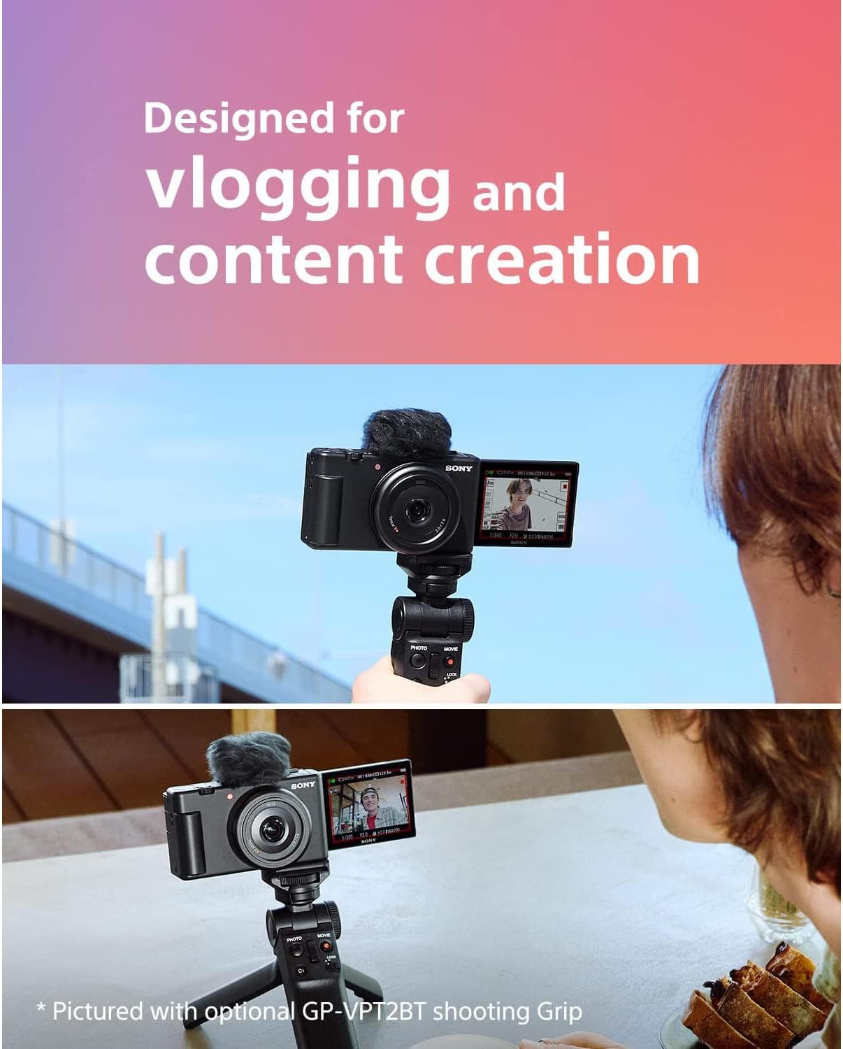 Sony E3SNZV1FB ZV-1F Vlogging Camera 4K Bundle