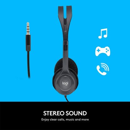 Logitech 981-000612 H111 Wired Stereo Headset Noise Cancelling Mic