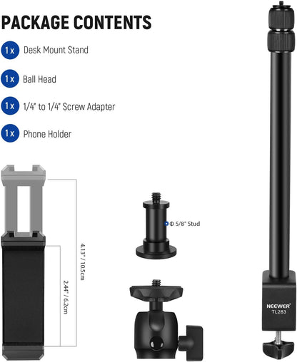 Neewer 10101878 Extendable Camera Desk Mount with Ball Head