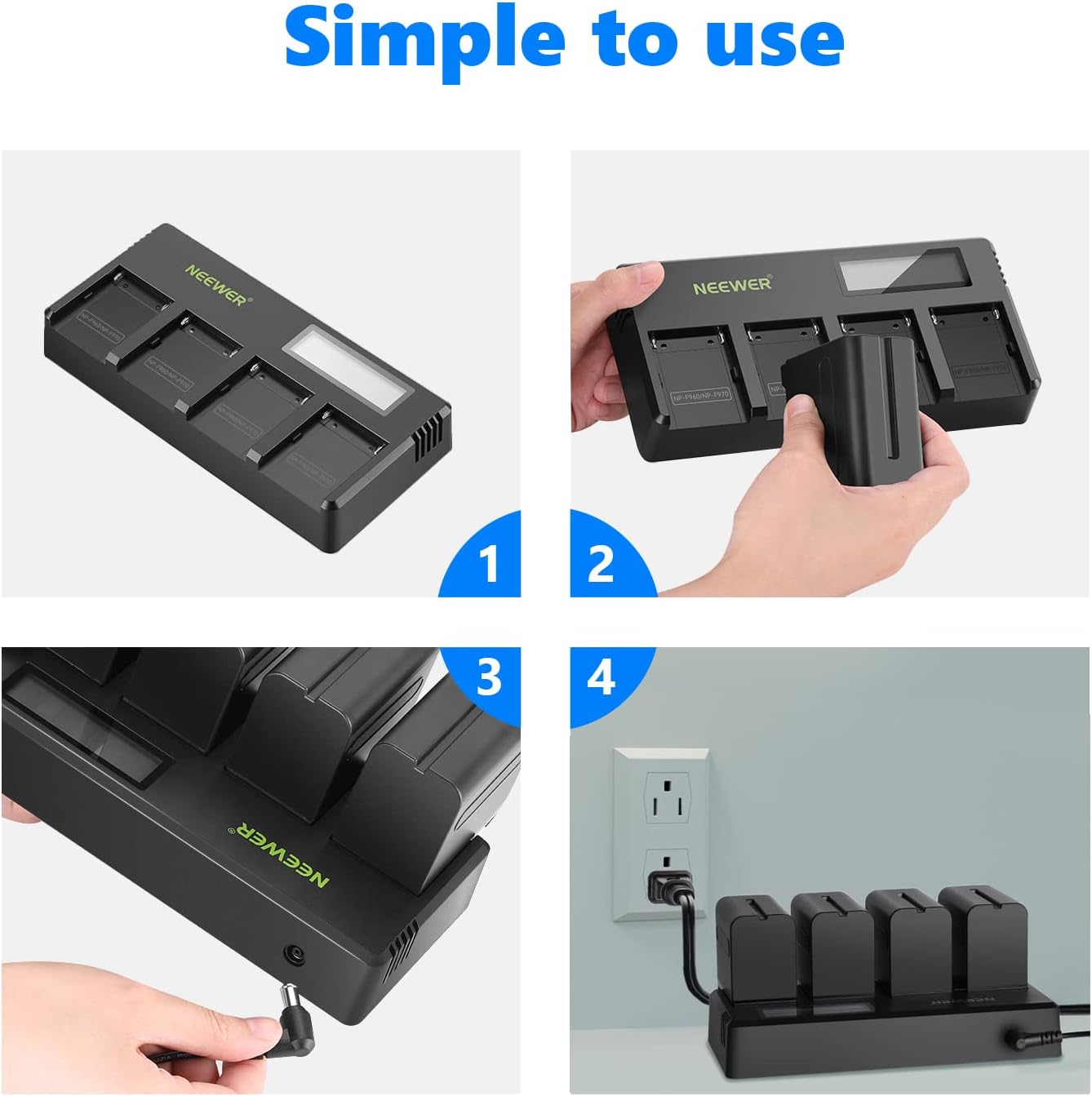 Neewer DF-F970 4-Channel NP-F Battery Charger