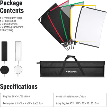 Neewer 10101664 SF6090F 5-in-1 Folding Flag Kit Photography