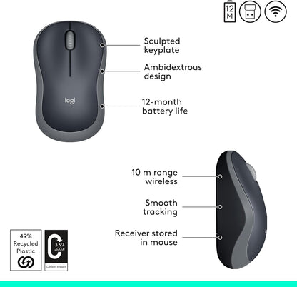 Logitech 910-002225 M185 Wireless Mouse - Swift Grey
