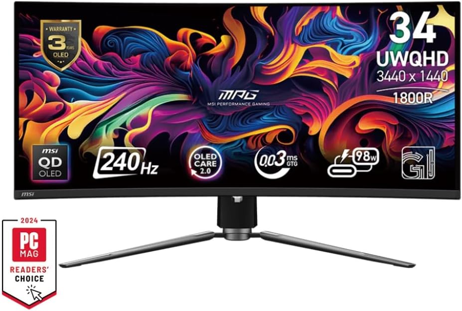 MSI MPG341CQPX QD-OLED 34" Curved 240Hz Gaming Monitor