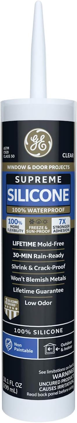 GE 2814816 Supreme Silicone Caulk - Waterproof Window & Door Sealant — main product image