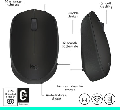 Logitech 910-004940 M170 Black Wireless Mouse