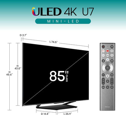 Hisense 85U7N 85-Inch ULED 4K Mini-LED QLED 144Hz Google TV