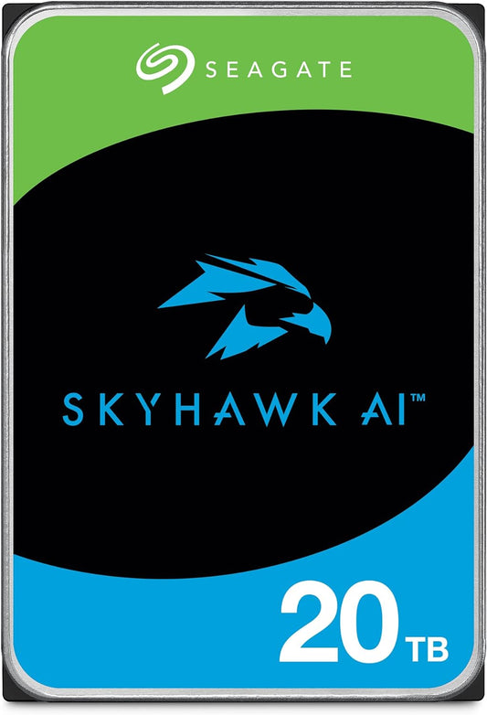 Seagate Skyhawk AI 20TB Surveillance HDD: SATA, 256MB, Rescue