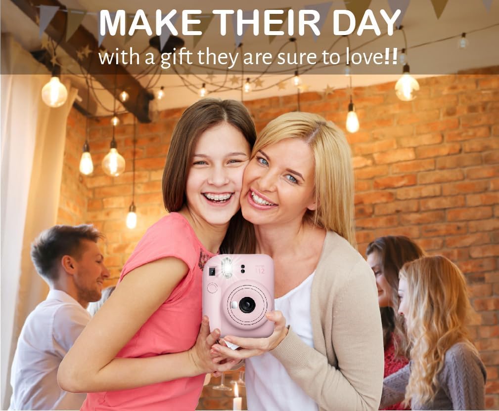 Fujifilm Mini 12 Blossom Pink Instant Camera Film Bundle