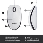 Logitech 910-005004 M100 Wired USB Mouse White