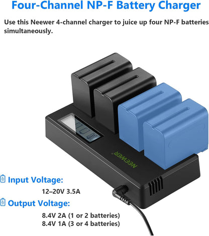 Neewer 10100459 NP-F970 Battery 4-Pack Charger Kit