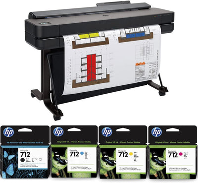 HP 5HB10H A DesignJet T650 36" Plotter Printer Bundle
