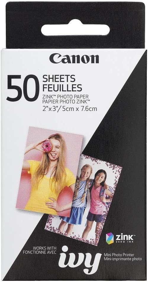 Canon 3215C001 ZINK Photo Paper 2x3 Sticky-Back (50 Sheets)