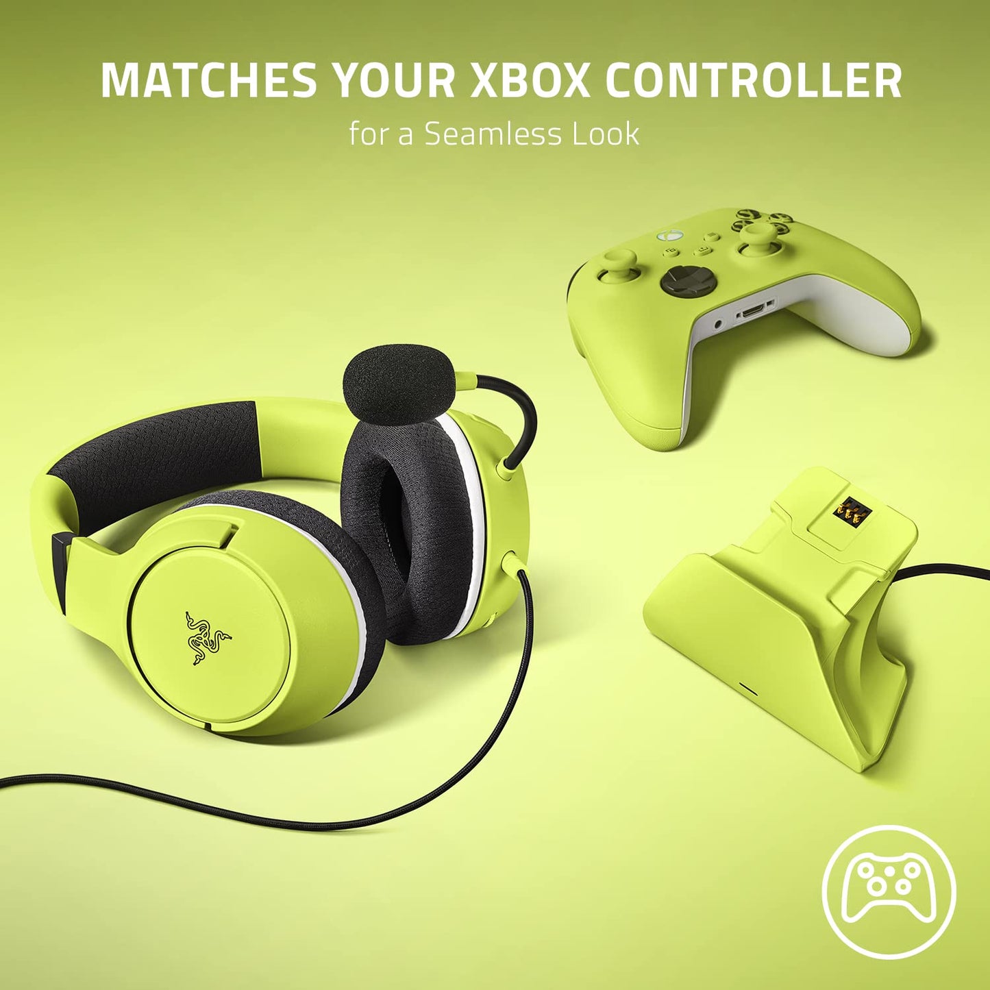 Razer Kaira X Charging Stand + Headset Bundle for Xbox - Electric Volt