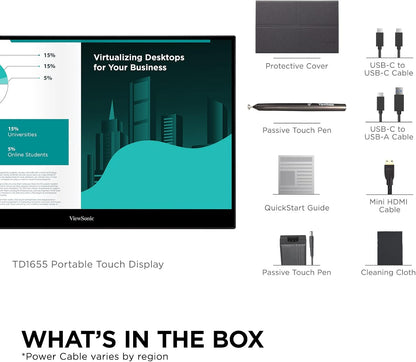 ViewSonic TD1655 15.6" Portable Touchscreen Monitor - USB-C Powered