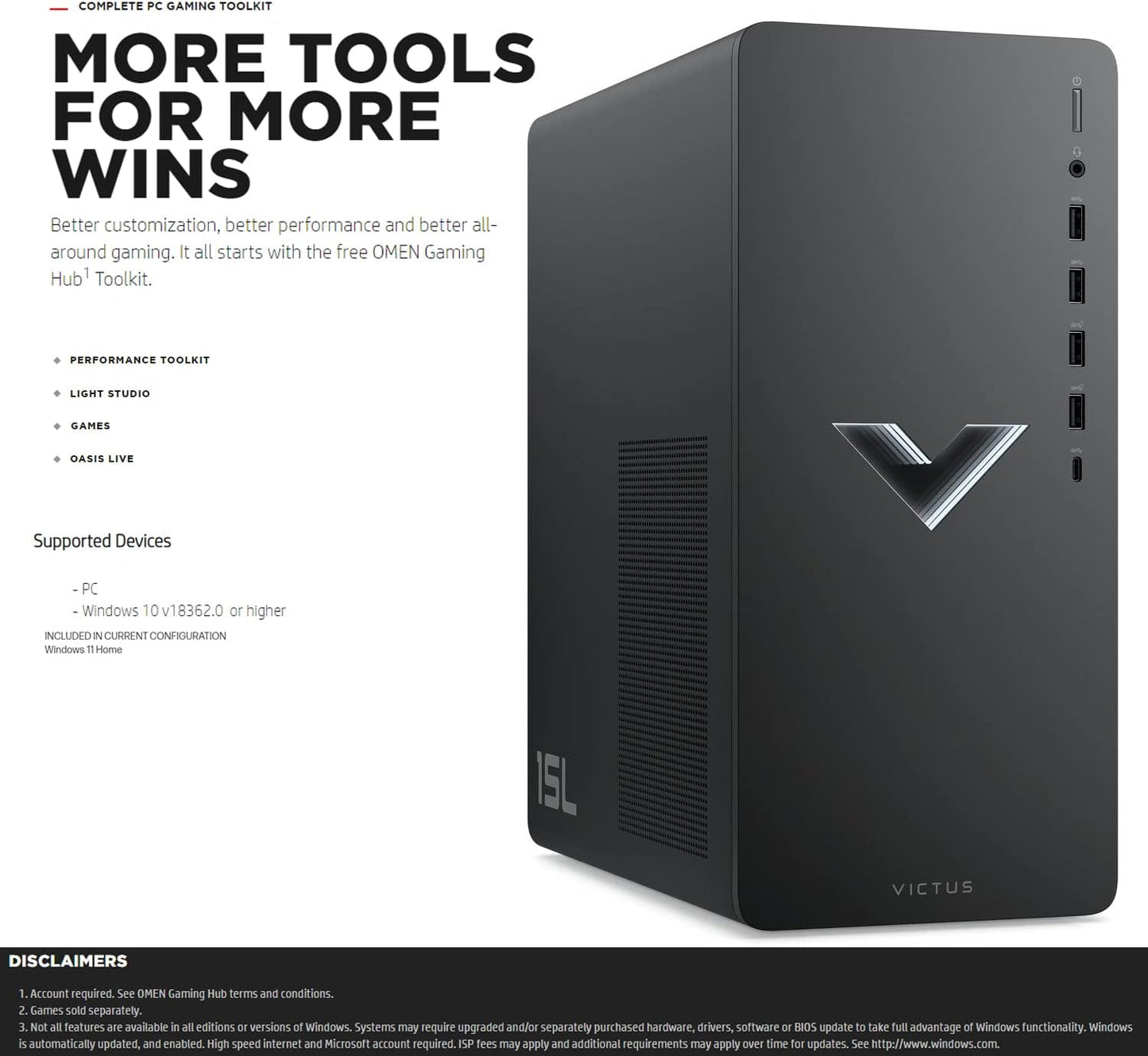 HP 15L Victus Gaming Desktop Ryzen 7 2TB SSD 32GB RAM RX 6600XT